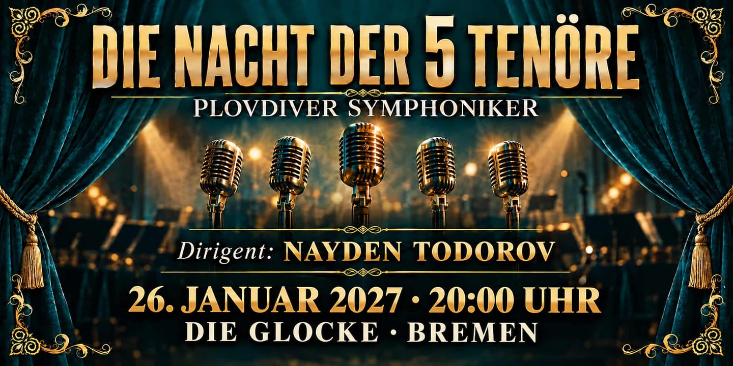 Event banner: Die Nacht der 5 Tenöre (26.01.2027)