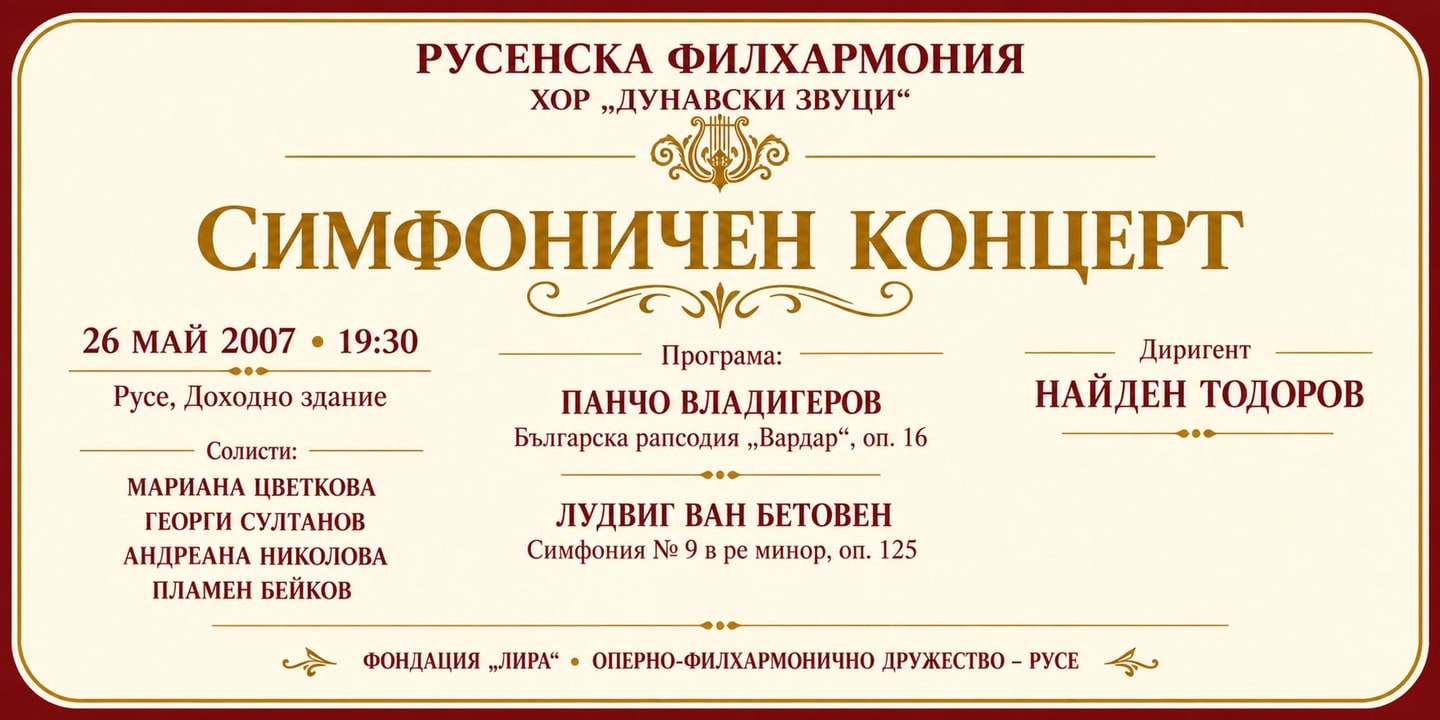 Event banner: Concert with Rousse Philharmonic Orchestra (26.05.2007)