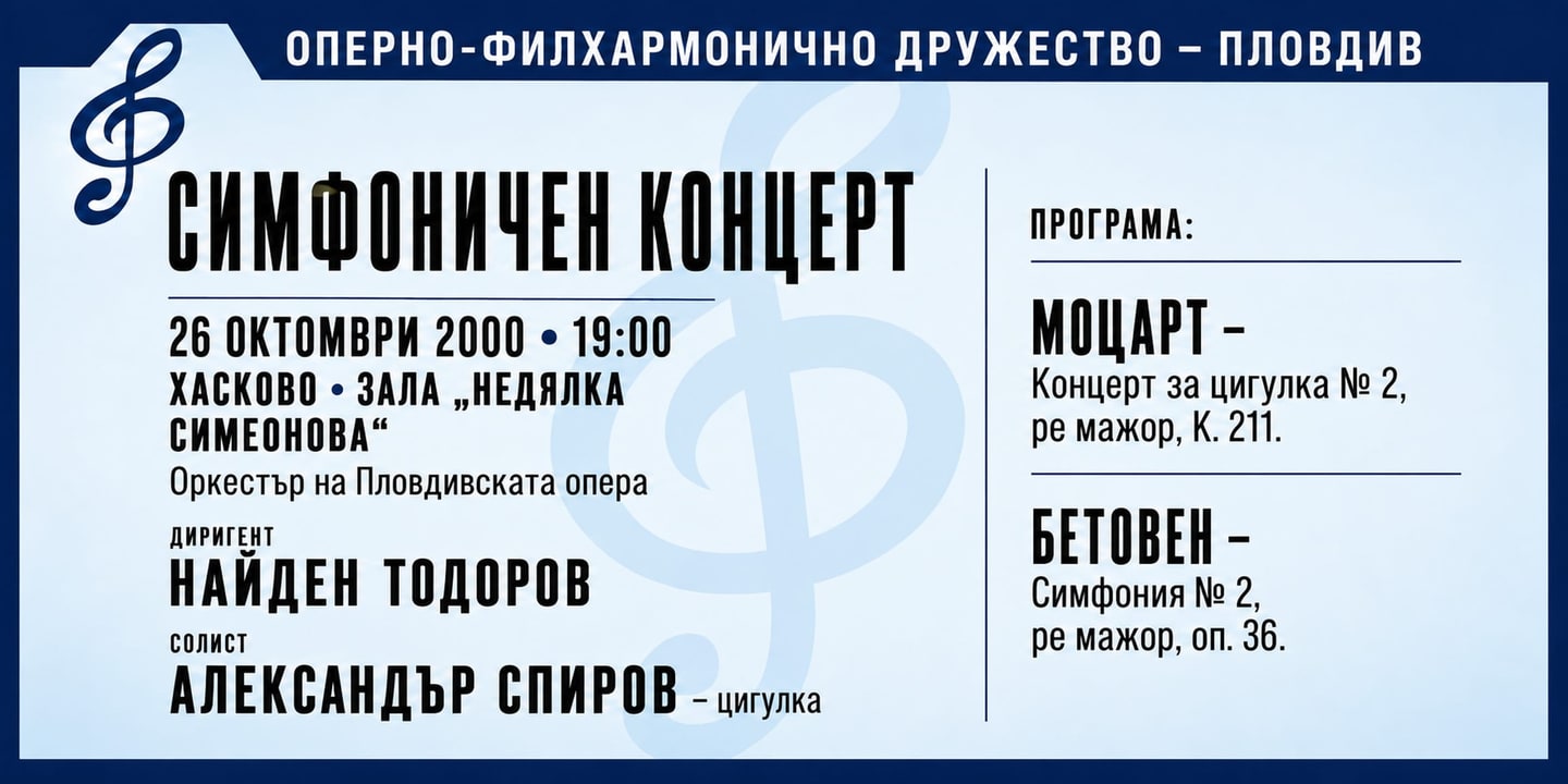 Event banner: Concert with State Opera Plovdiv (26.10.2000)