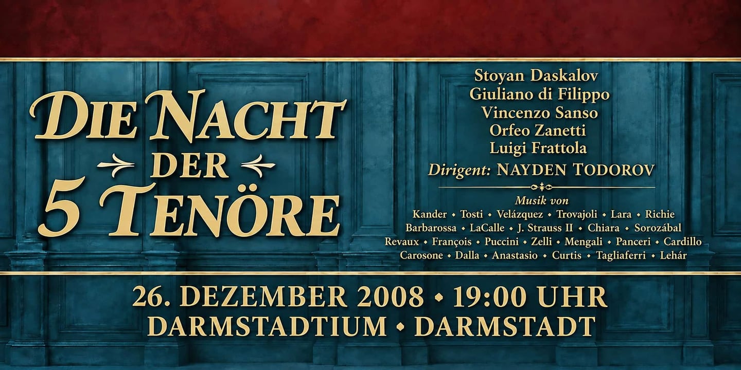Event banner: Die Nacht der 5 Tenöre (26.12.2008)