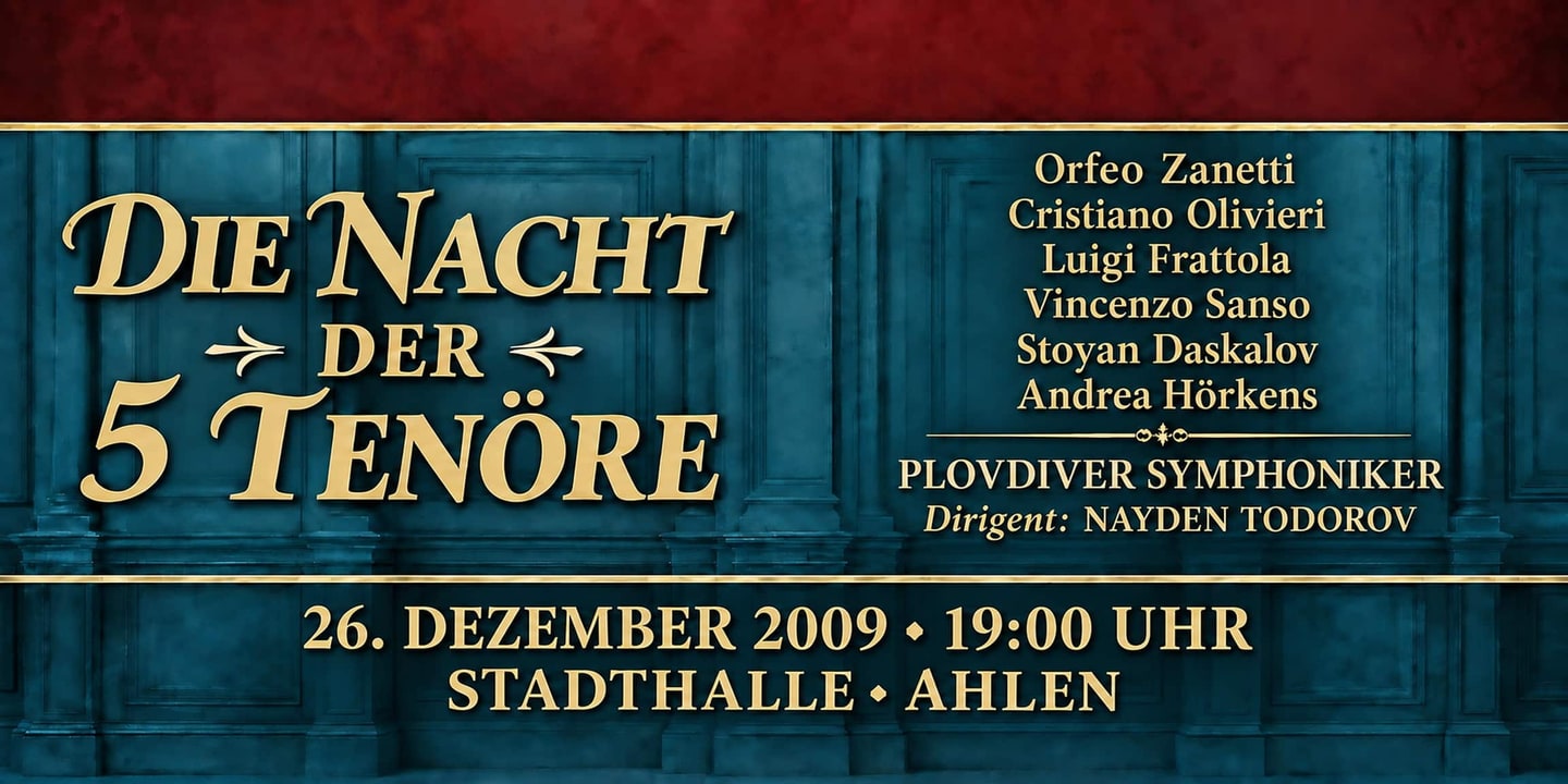 Event banner: Die Nacht der 5 Tenöre (26.12.2009)