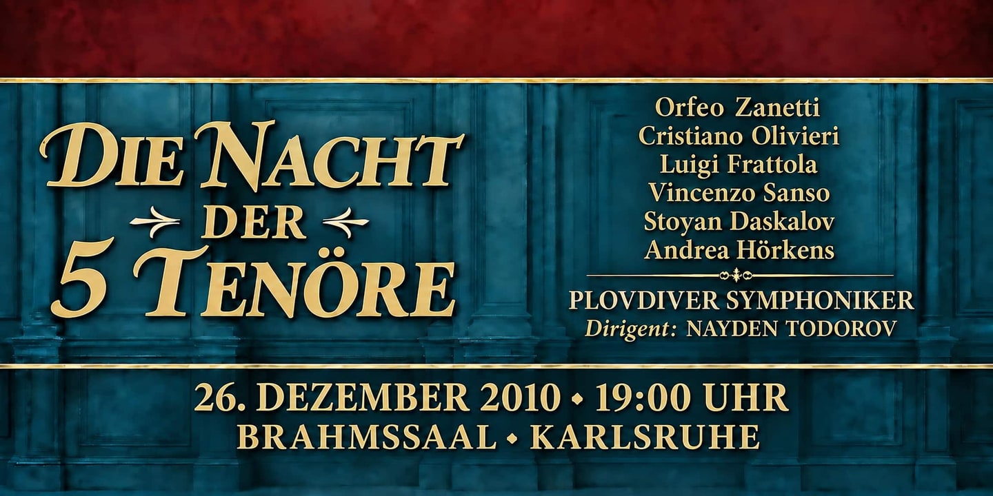 Event banner: Die Nacht der 5 Tenöre (26.12.2010)