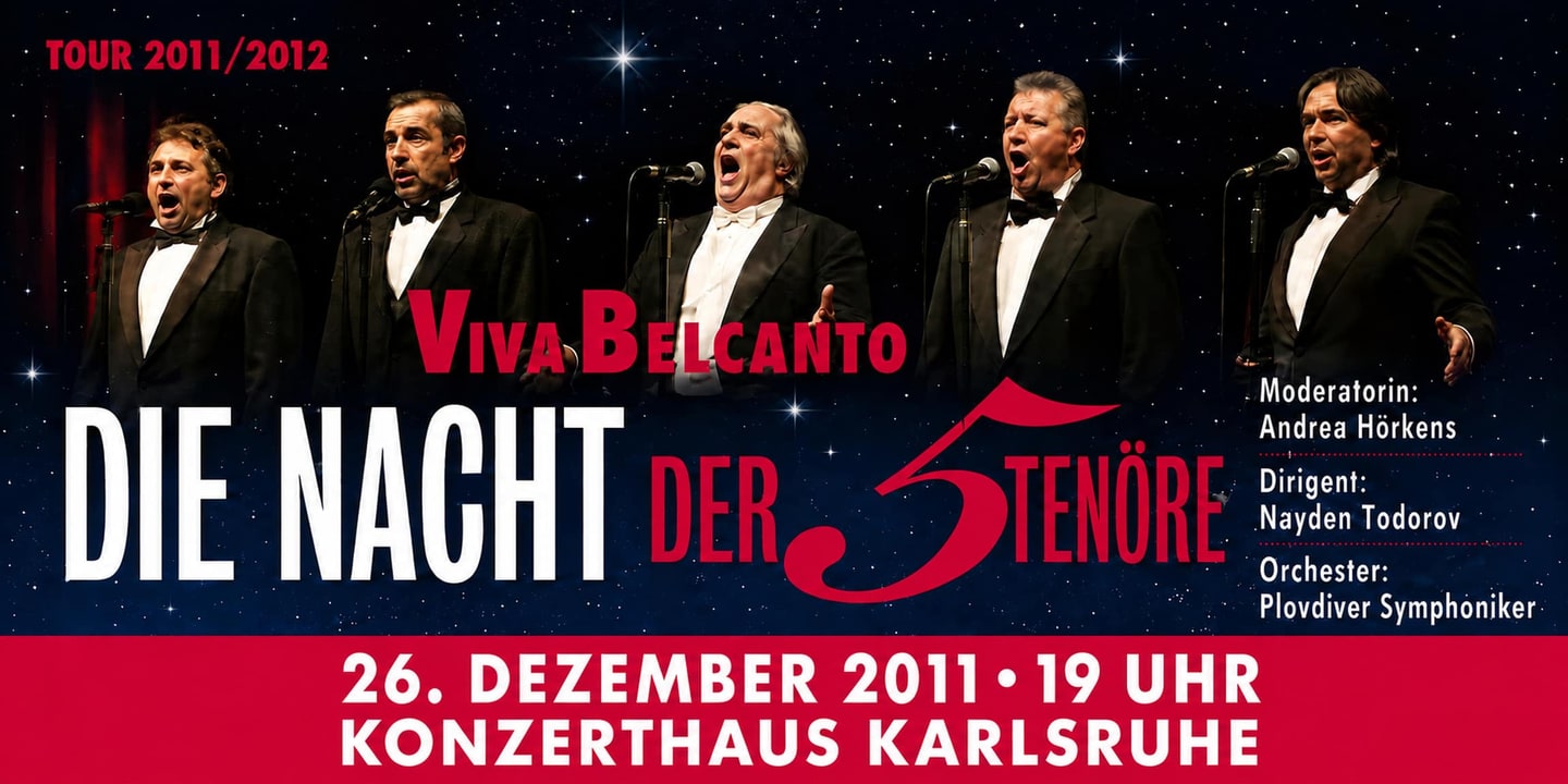 Event banner: Die Nacht der 5 Tenöre – Viva Belcanto (26.12.2011)