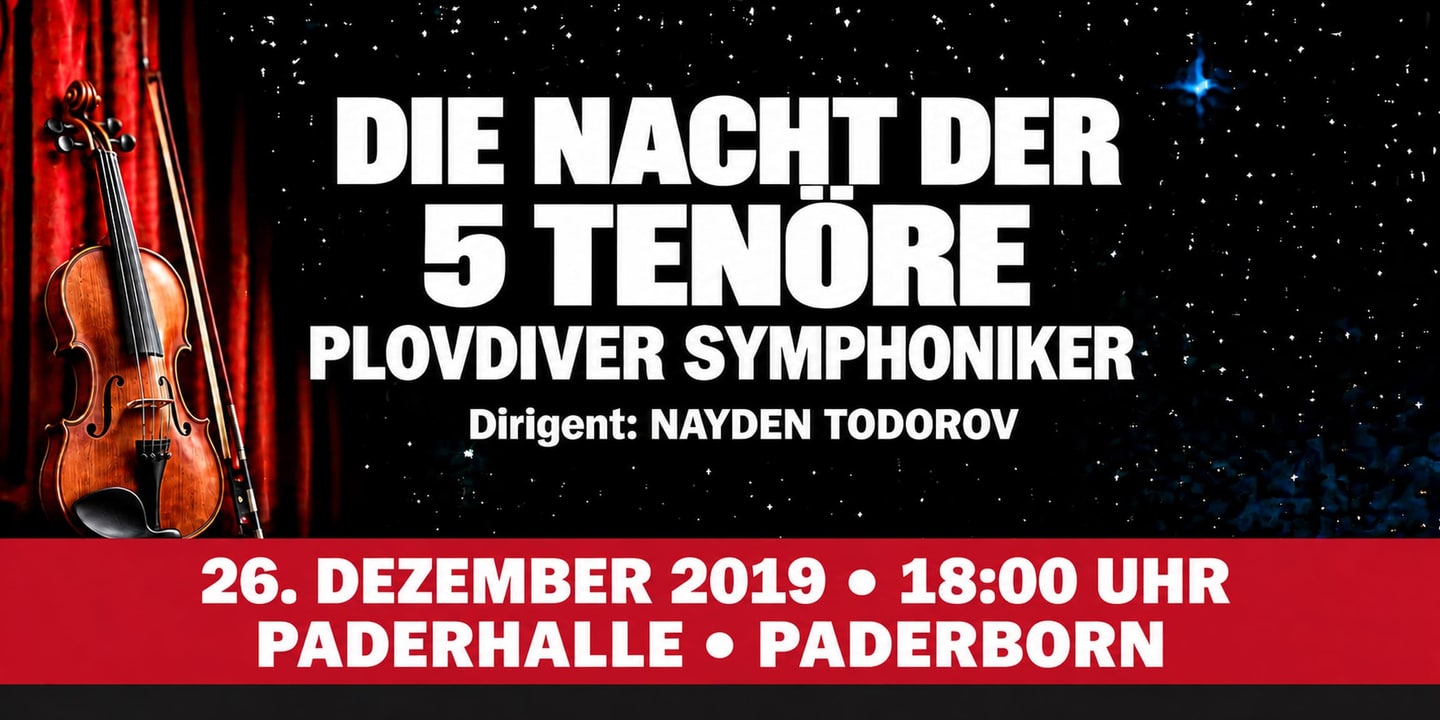 Event banner: Die Nacht der 5 Tenöre (26.12.2019)