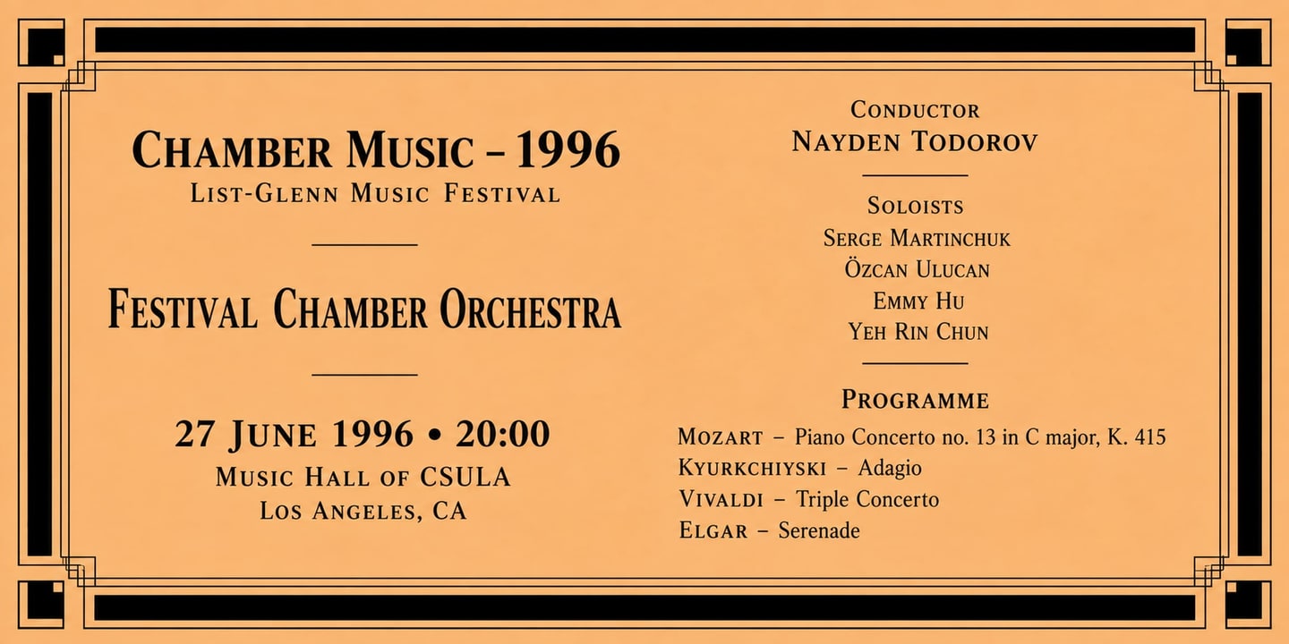 Event banner: Concert with Festival Chamber Orchestra (27.06.1996)