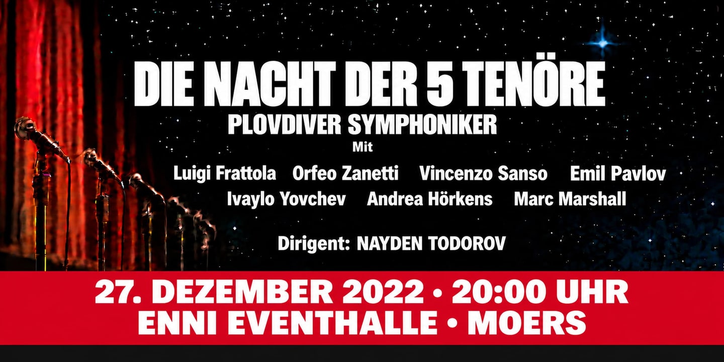 Event banner: Die Nacht der 5 Tenöre (27.12.2022)