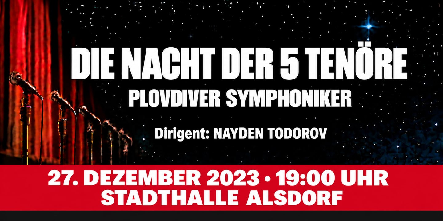 Event banner: Die Nacht der 5 Tenöre (27.12.2023)