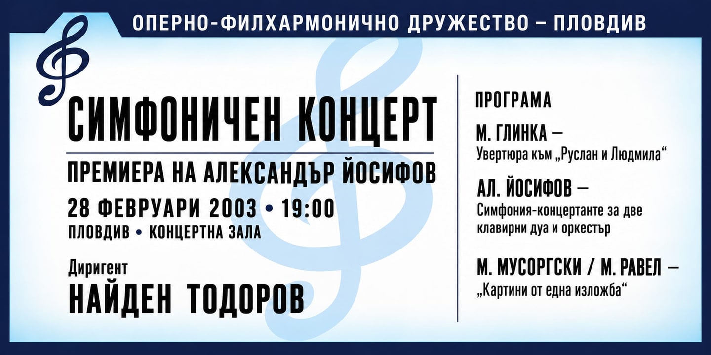 Event banner: Premiere of Alexander Jossifov (28.02.2003)