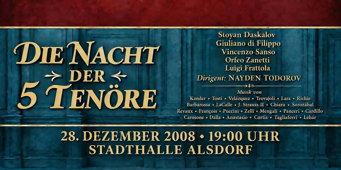 Event banner: Die Nacht der 5 Tenöre (28.12.2008)
