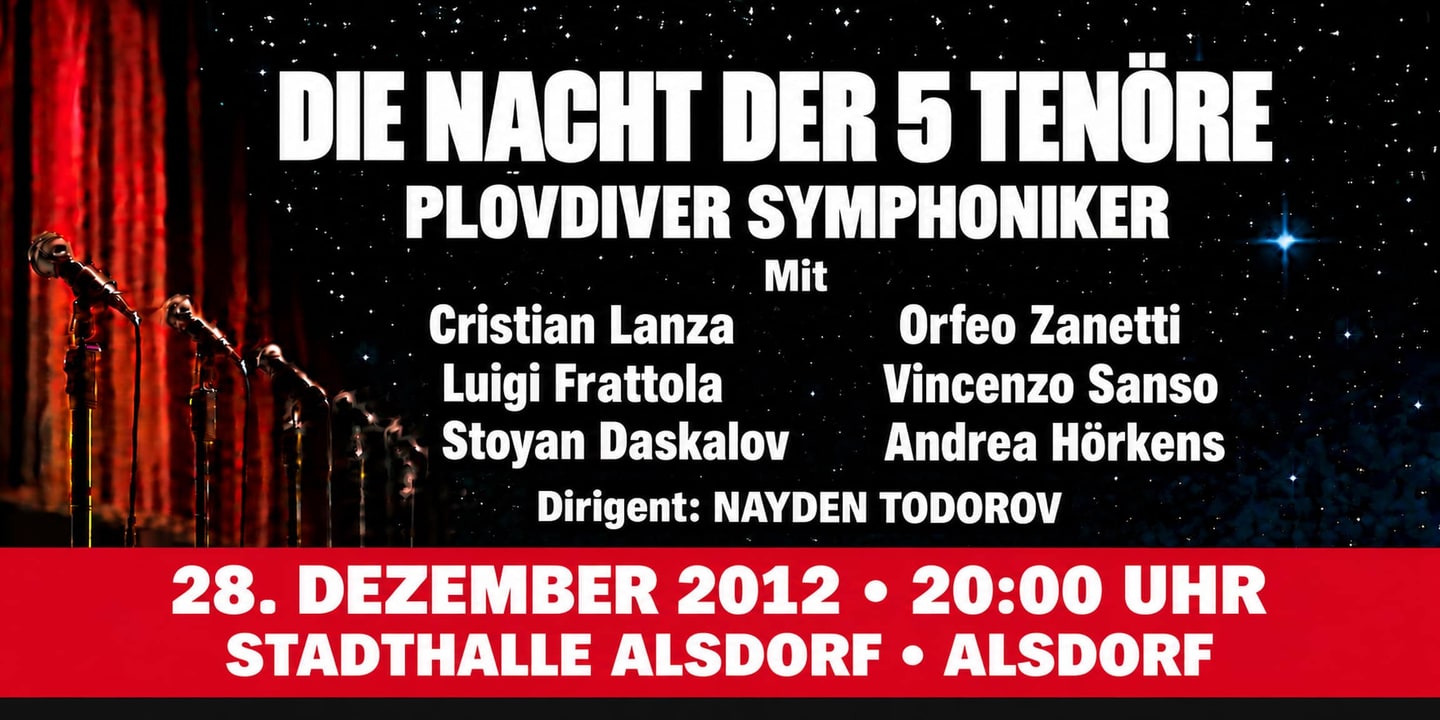 Event banner: Die Nacht der 5 Tenöre (28.12.2012)