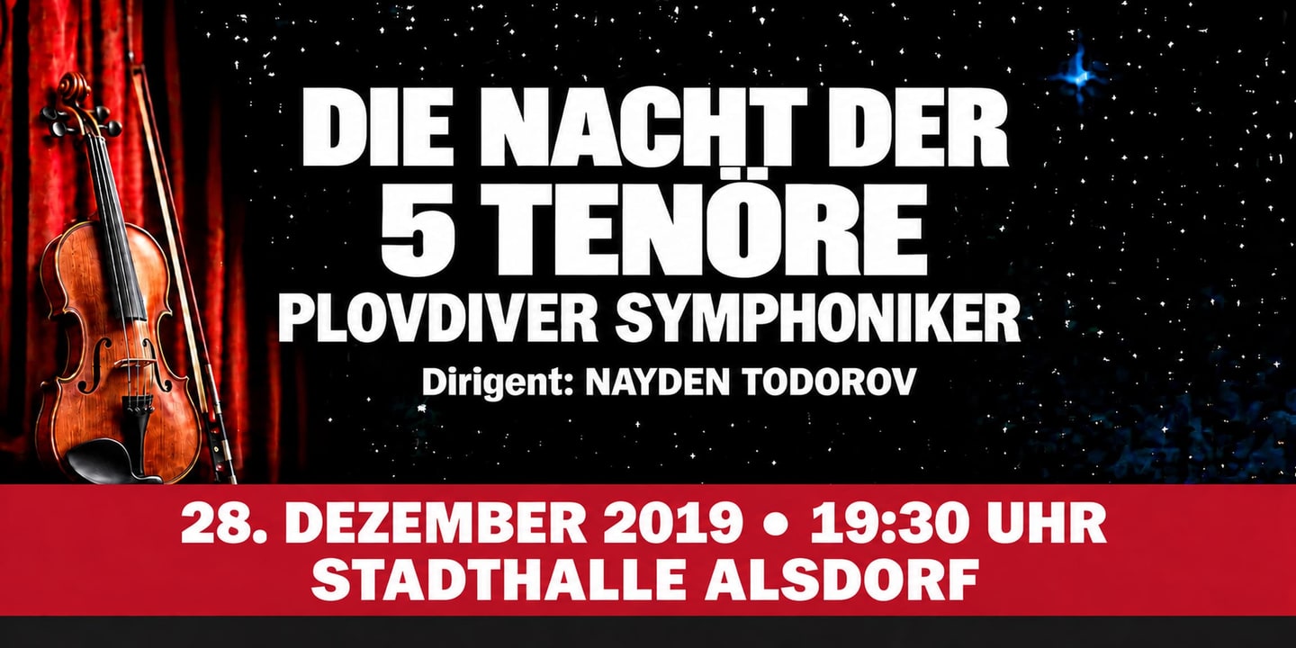 Event banner: Die Nacht der 5 Tenöre (28.12.2019)