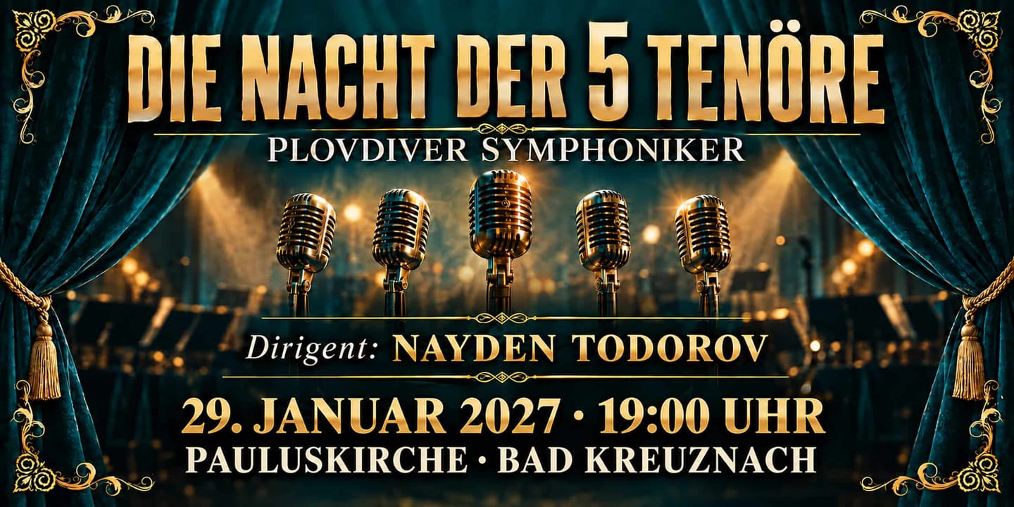Event banner: Die Nacht der 5 Tenöre (29.01.2027)