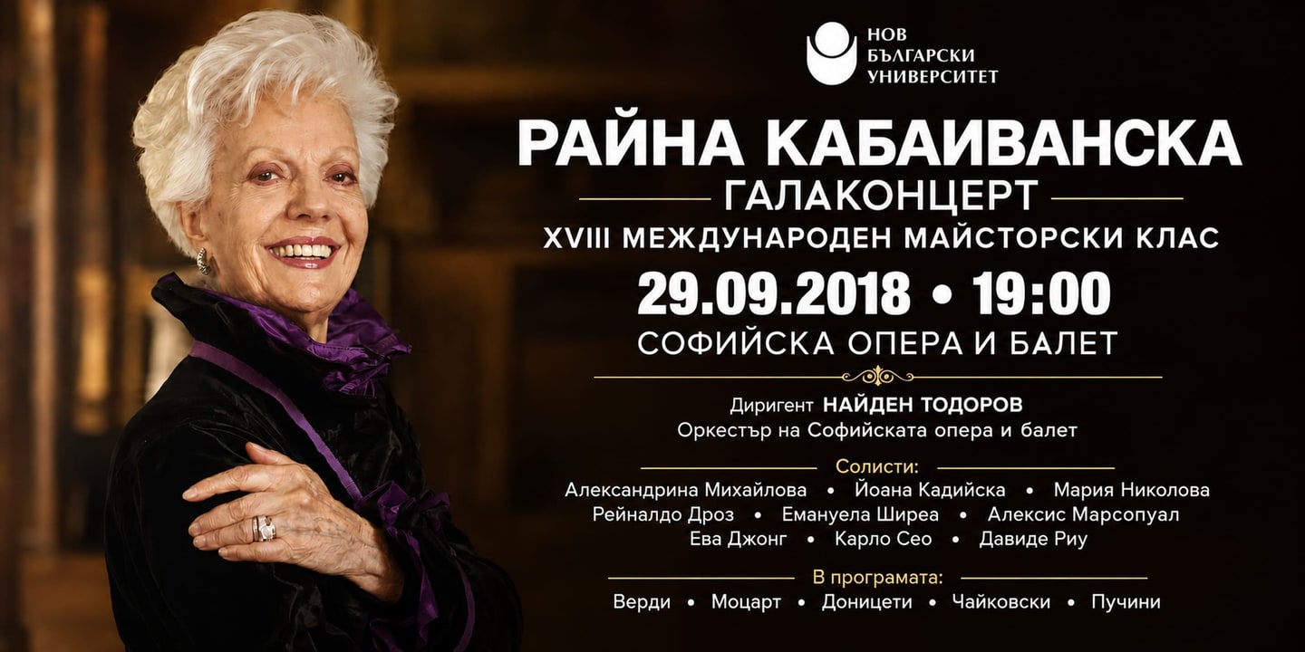 Event banner: Raina Kabaivanska's Masterclass – Gala Concert under the baton of Nayden Todorov (29.09.2018)