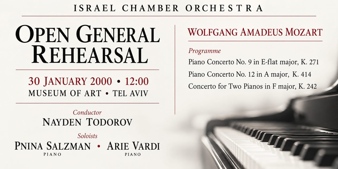 Event banner: Open General Rehearsal – Israel Chamber Orchestra (30.01.2000)