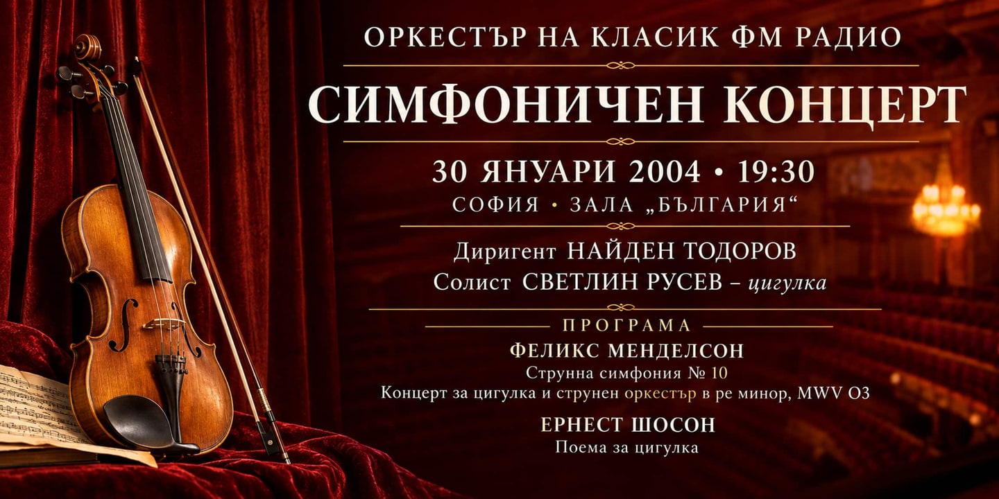 Event banner: Classic FM Radio Orchestra – Nayden Todorov / Svetlin Roussev (30.01.2004)