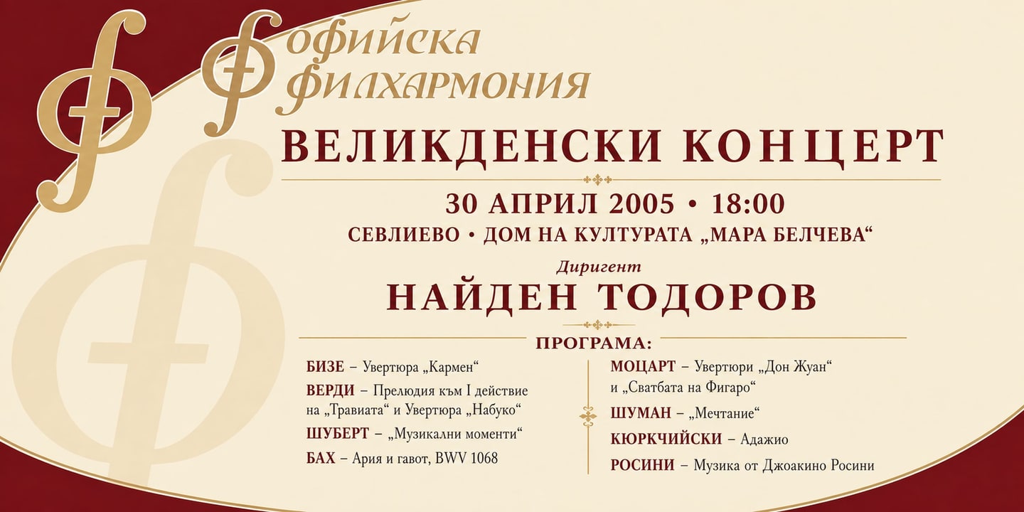 Event banner: Easter Concert with Nayden Todorov in Sevlievo (30.04.2005)