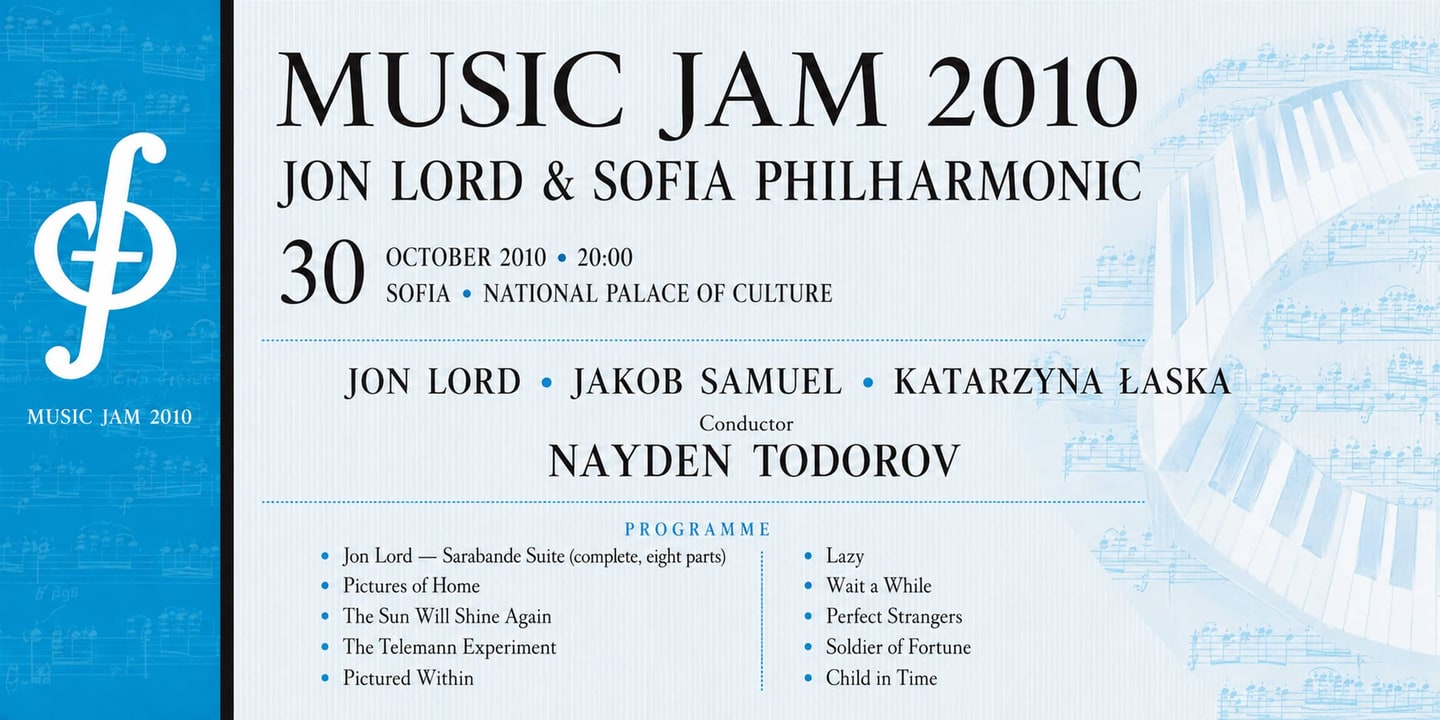 Event banner: Music Jam 2010 – Jon Lord & Sofia Philharmonic (30.10.2010)