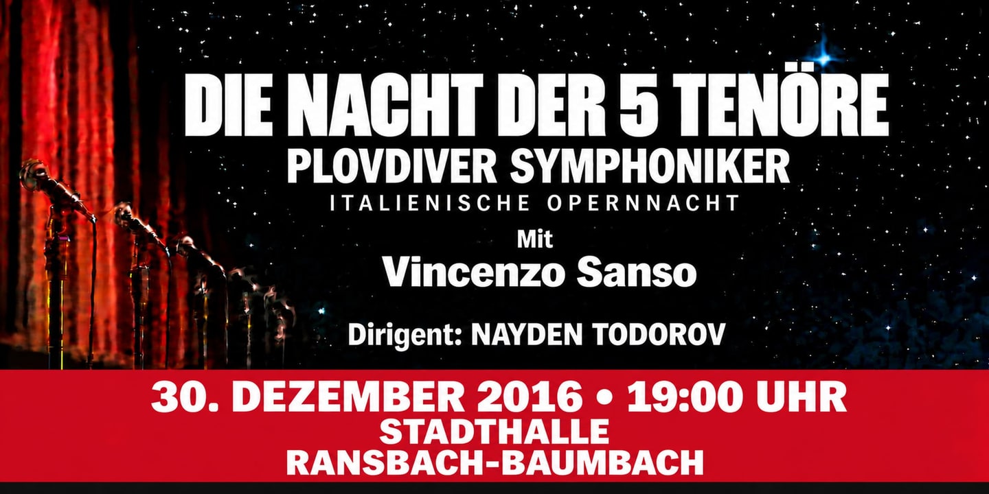 Event banner: Konzert Gala (Die Nacht der 5 Tenöre — Italienische Opernnacht) (30.12.2016)