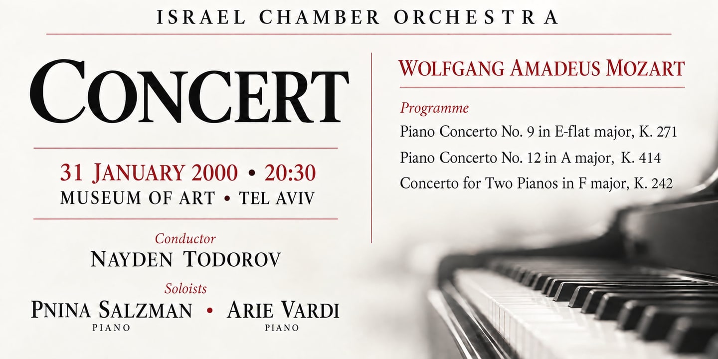 Event banner: Concert with Israel Chamber Orchestra (31.01.2000)