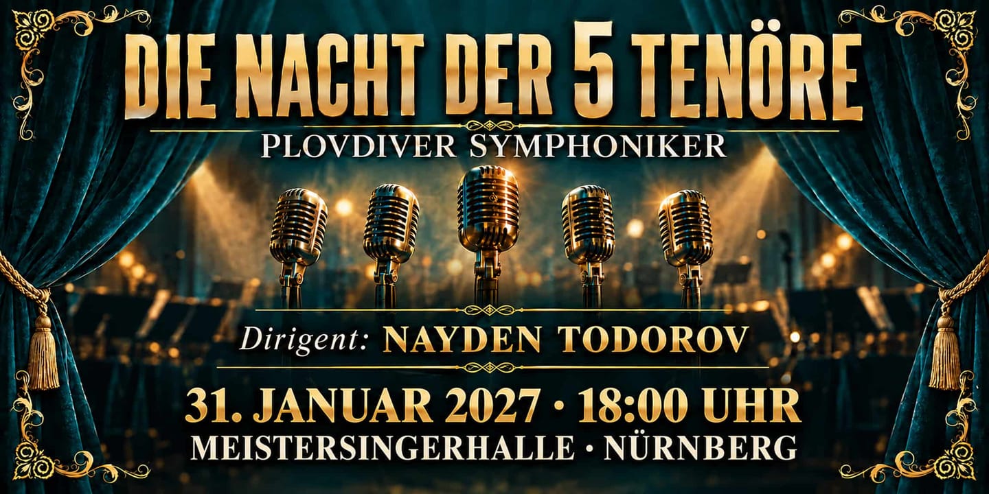 Event banner: Die Nacht der 5 Tenöre (31.01.2027)
