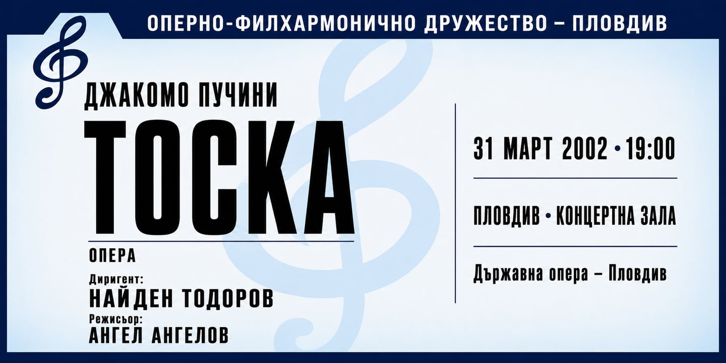 Event banner: Tosca by Puccini (31.03.2002)