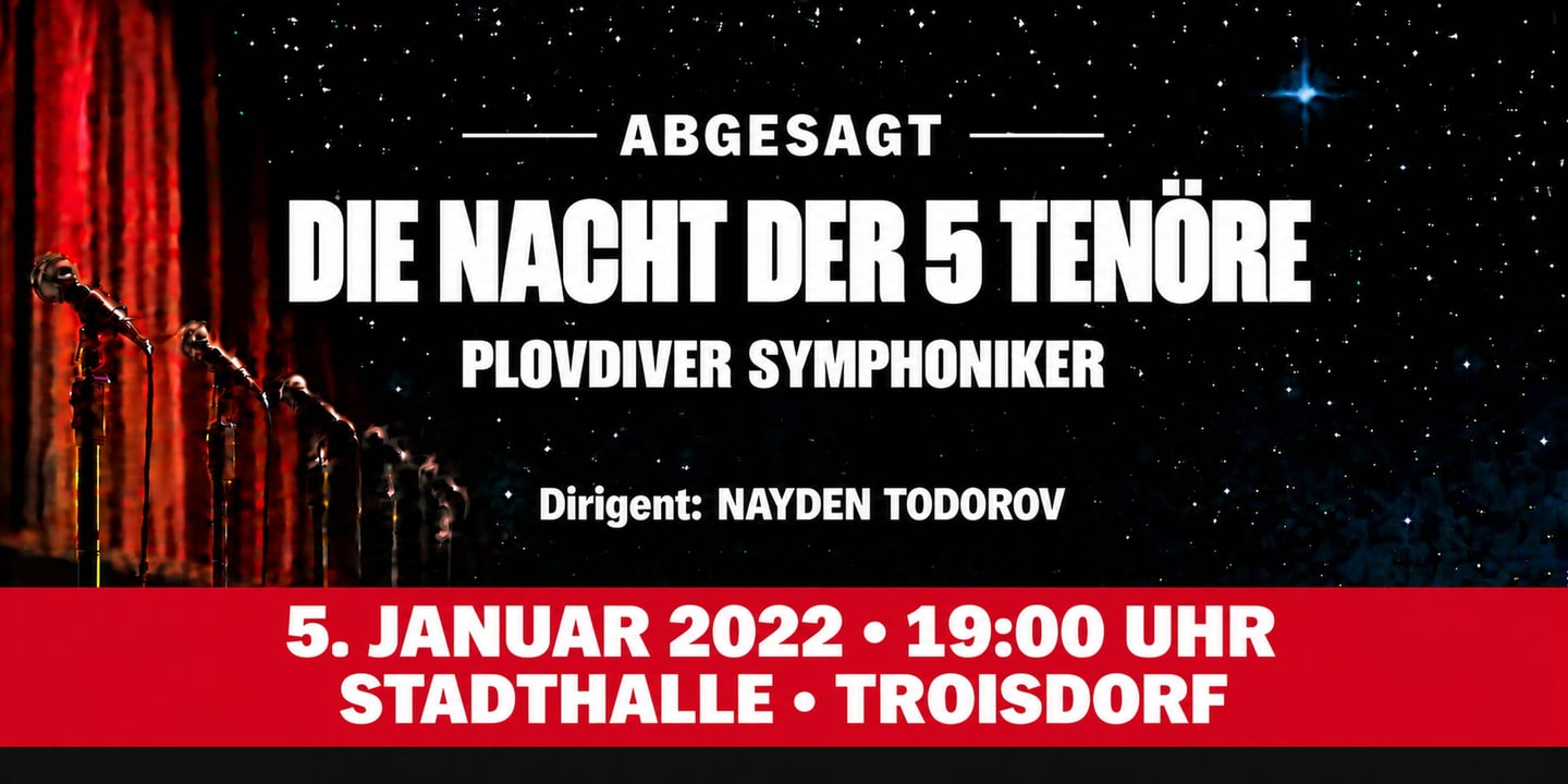 Event banner: Cancelled: Die Nacht der 5 Tenöre 2022 (05.01.2022)