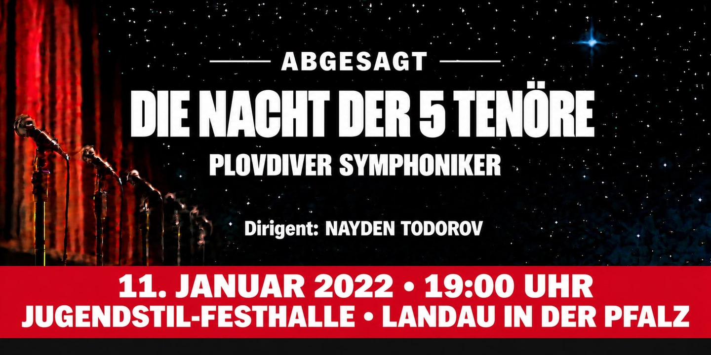 Event banner: Cancelled: Die Nacht der 5 Tenöre 2022 (11.01.2022)
