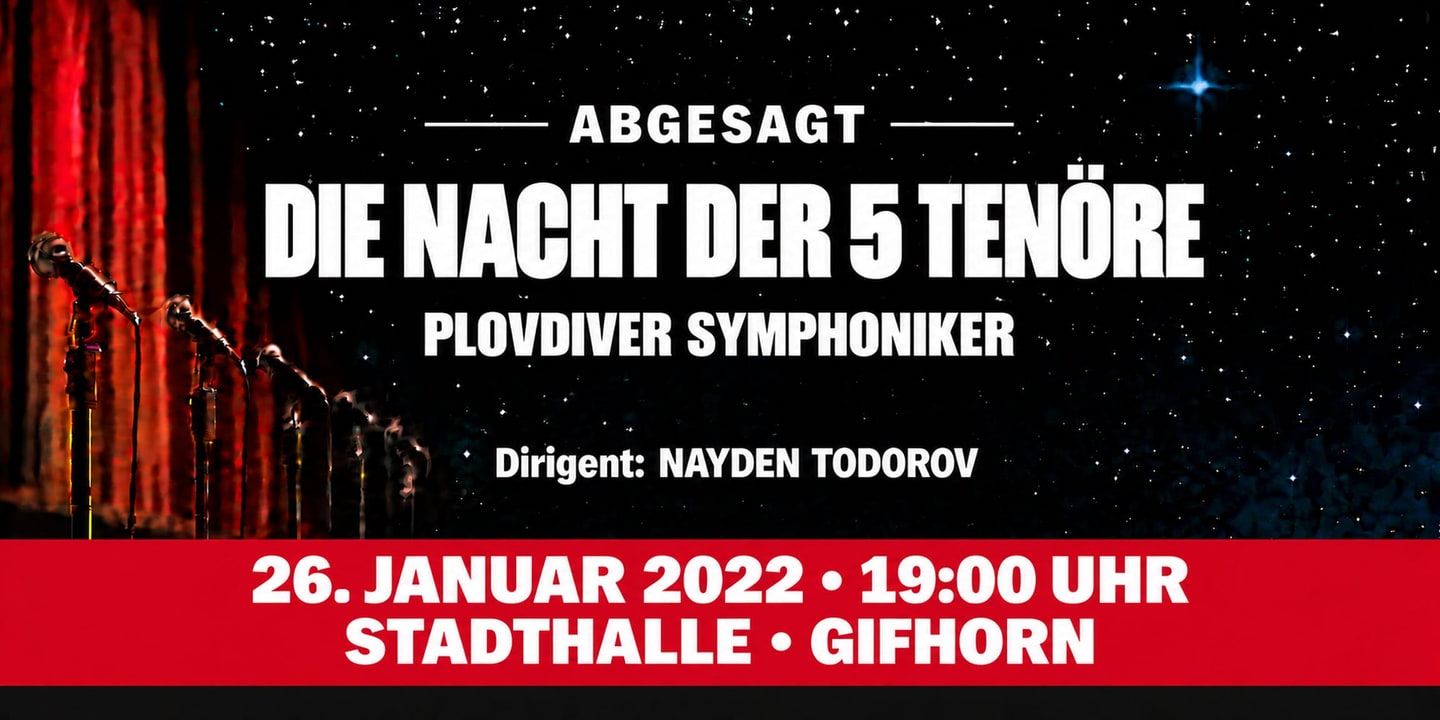 Event banner: Cancelled: Die Nacht der 5 Tenöre 2022 (26.01.2022)