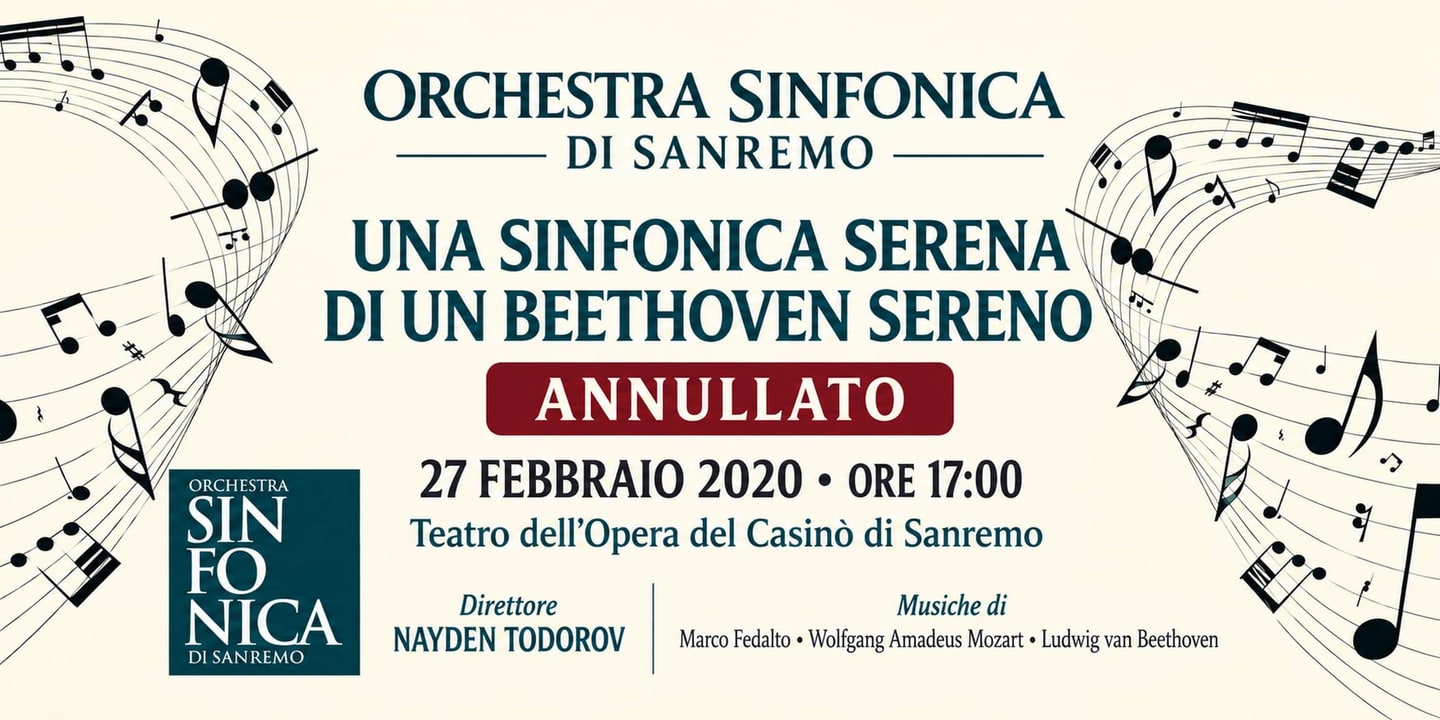 Event banner: Cancelled: Una sinfonica serena di un Beethoven sereno (27.02.2020)