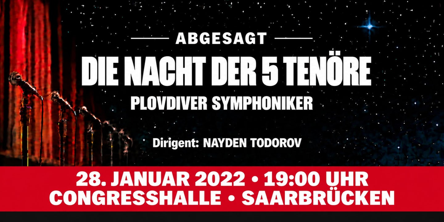 Event banner: Cancelled: Die Nacht der 5 Tenöre 2022 (28.01.2022)
