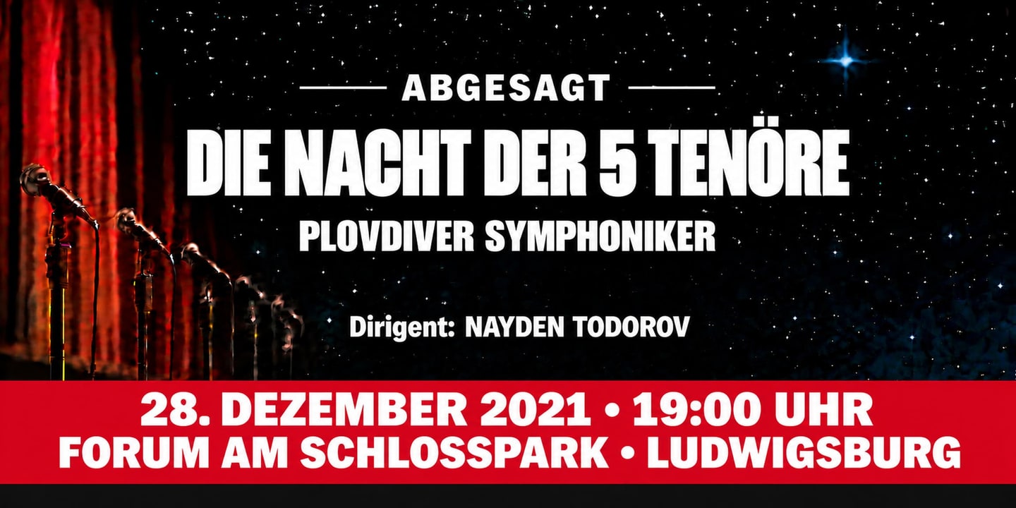 Event banner: Cancelled: Die Nacht der 5 Tenöre 2021 (28.12.2021)