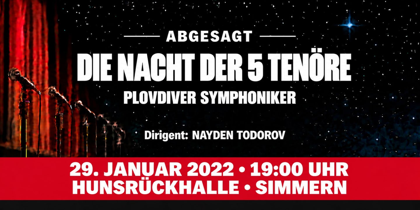 Event banner: Cancelled: Die Nacht der 5 Tenöre 2022 (29.01.2022)