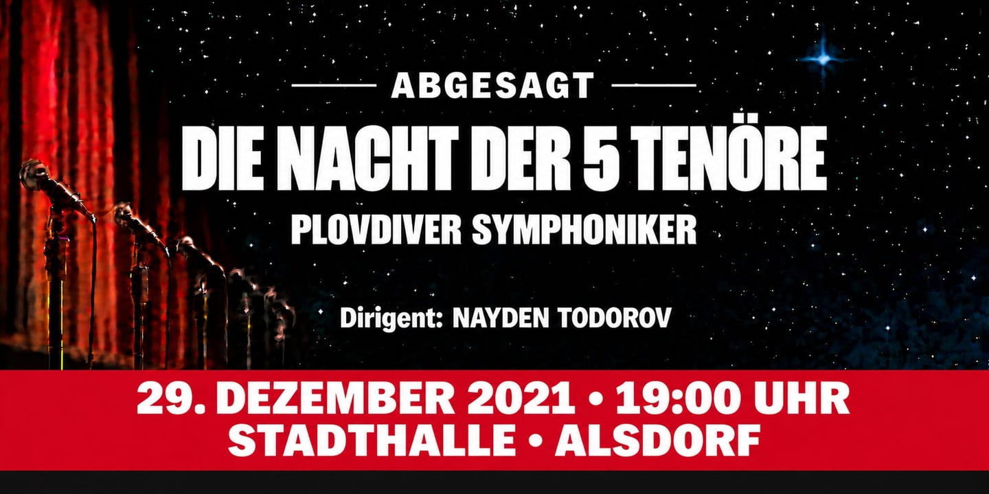 Event banner: Cancelled: Die Nacht der 5 Tenöre 2021 (29.12.2021)