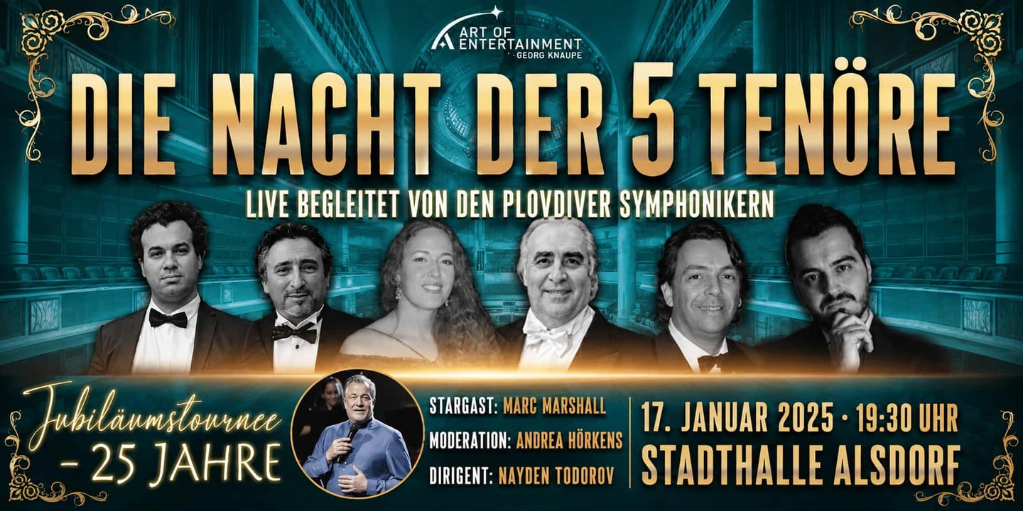 Event banner: Die Nacht der 5 Tenöre (17.01.2025)