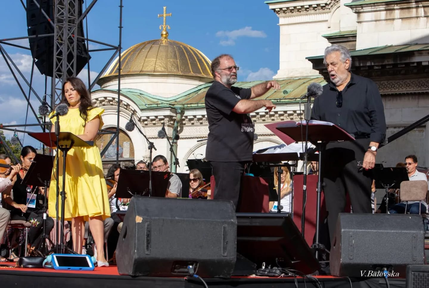 Снимка от концерт: Соня Йончева, Пласидо Доминго и Найден Тодоров (31.08.2021)